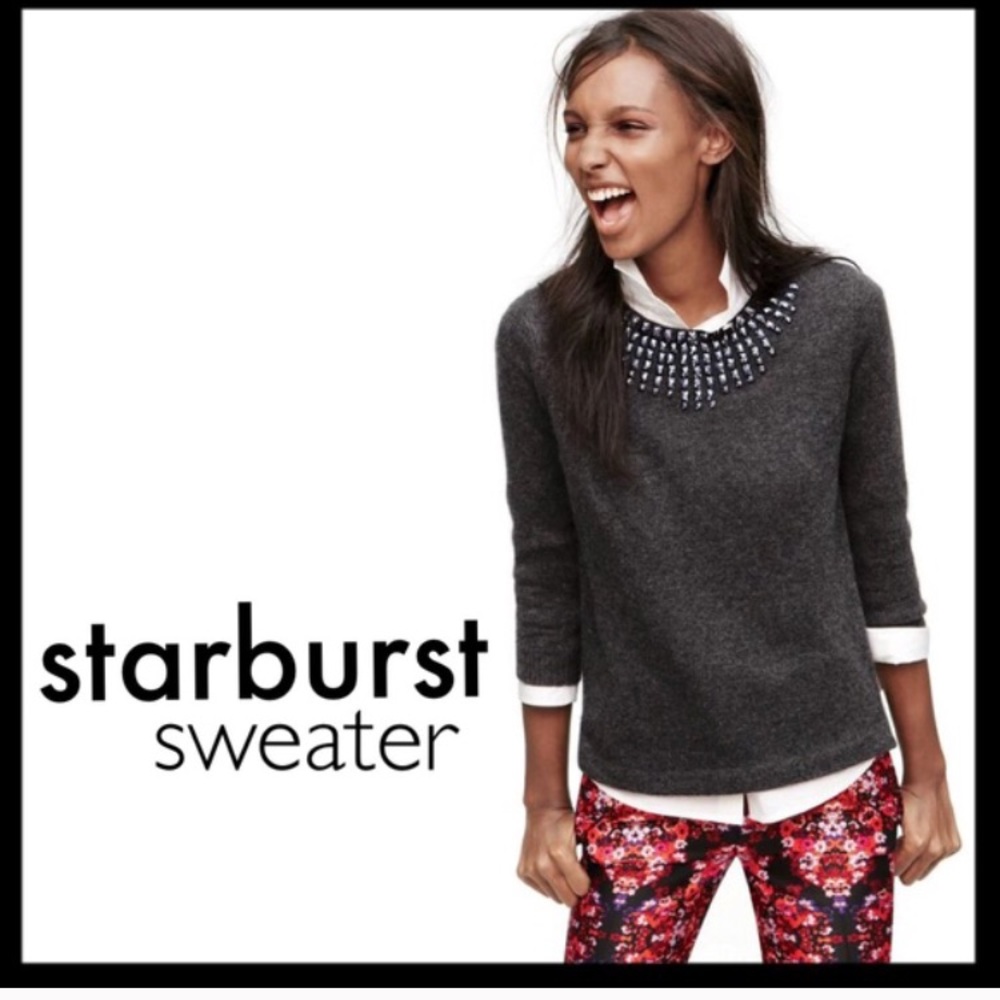 J Crew Jeweled Starburst Embellished Sweater